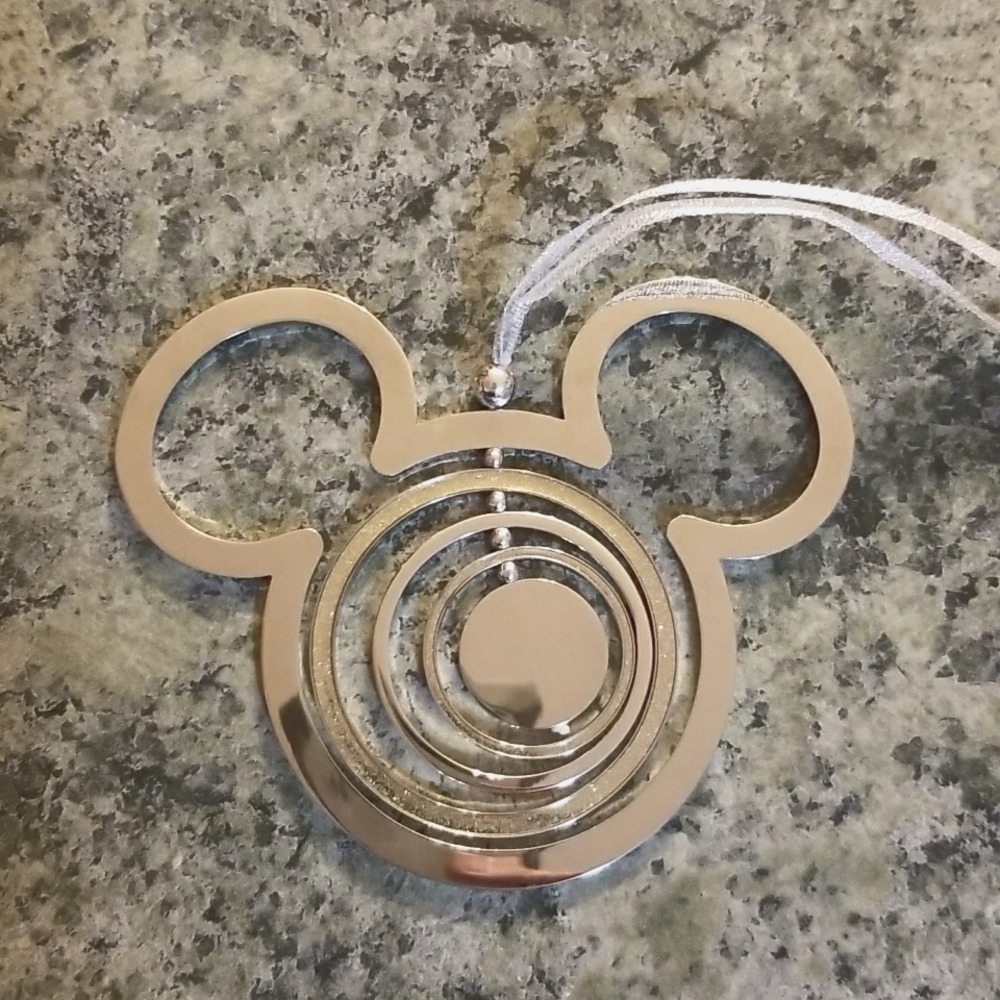 Mickey Ears Silver Spinner Ornament
